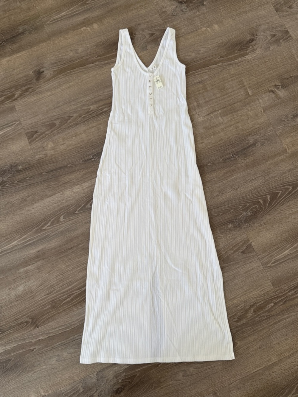 aerie White Ribbed Maxi Dress